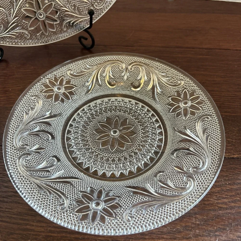 Vintage Indiana Clear Glass Set Of 2 -7.25
